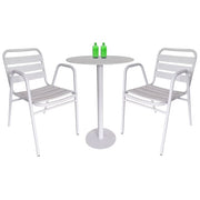 This is a product image of Kochi Outdoor 2 Chairs & Bistro Table Set in White. It can be used as an Outdoor Furniture.