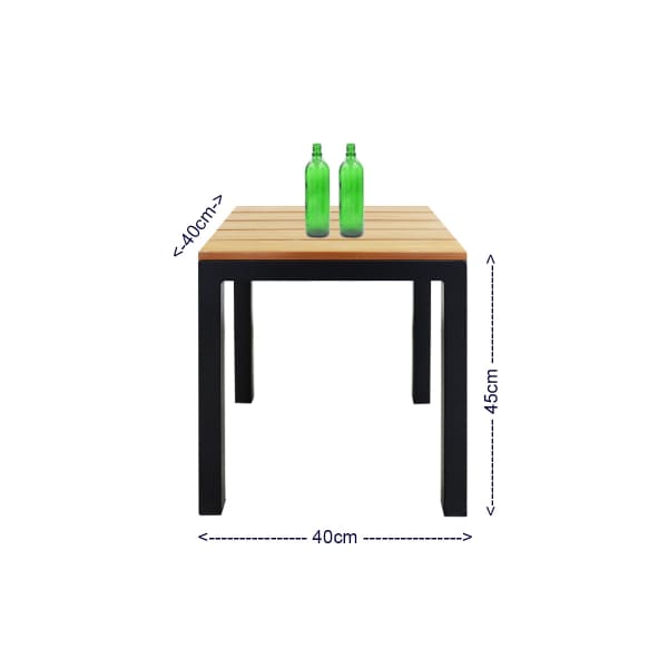 This is a product image of Kochi Outdoor 2 Chairs & Wooden Coffee Table Set. It can be used as an Outdoor Furniture.